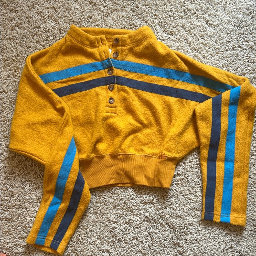 BDG Mustard and Teal Button-Up Sweater